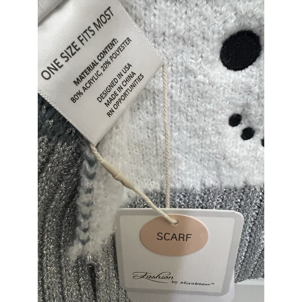 New FASHION BY MIRABEAU KNIT SNOWMAN‎ SCARF Holiday Winter Christmas Frosty - Picture 2 of 4